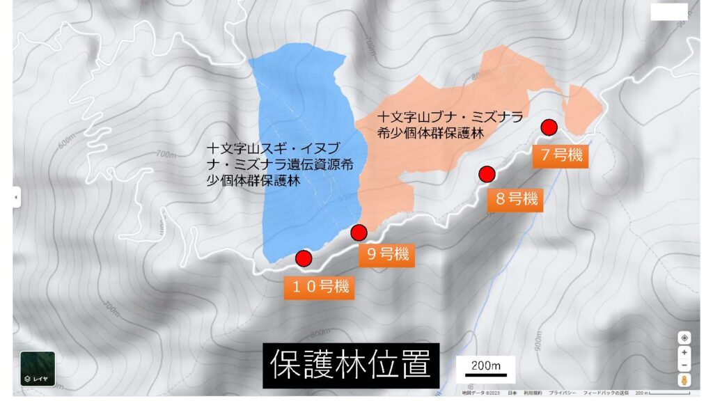 保護林の位置を示した地図